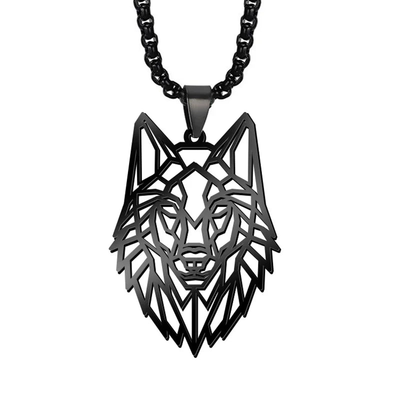 Collier pendentif Loup #2 Johnny Hallyday, noir argent ou or