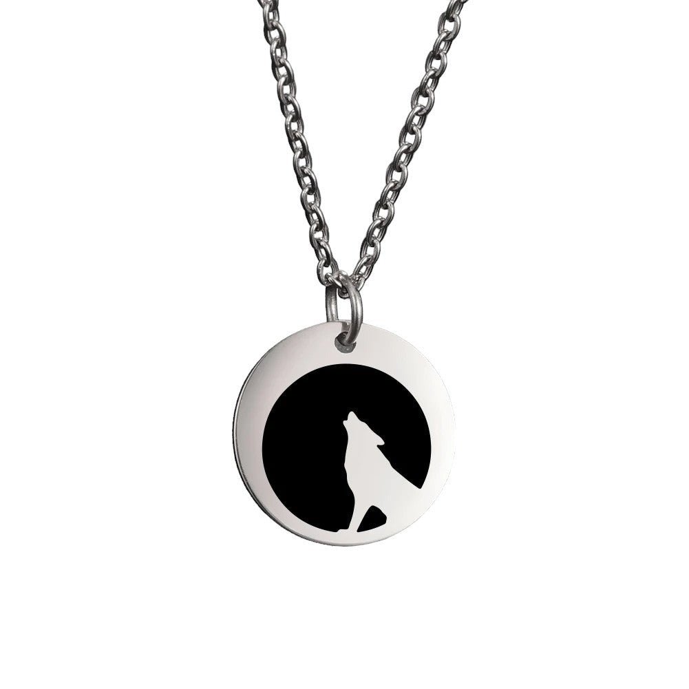 Collier pendentif Johnny Hallyday médaillon loup, 4 versions et 3 couleurs