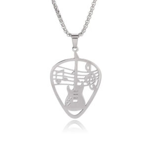 Collier pendentif Johnny Hallyday Médiator n°2, coloris Argent ou Or