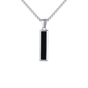 Collier pendentif Johnny Hallyday Noir c'est noir #1, finition Argent ou Or