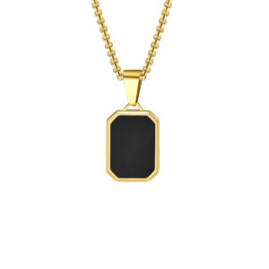 Collier pendentif Johnny Hallyday Noir c'est noir #2, coloris Or ou Argent