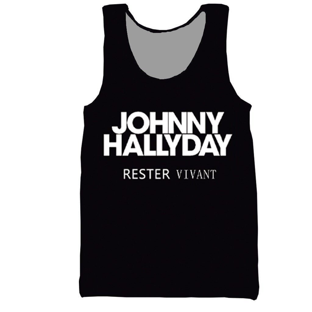 Débardeur Johnny Hallyday Rester vivant en tailles S à 6XL