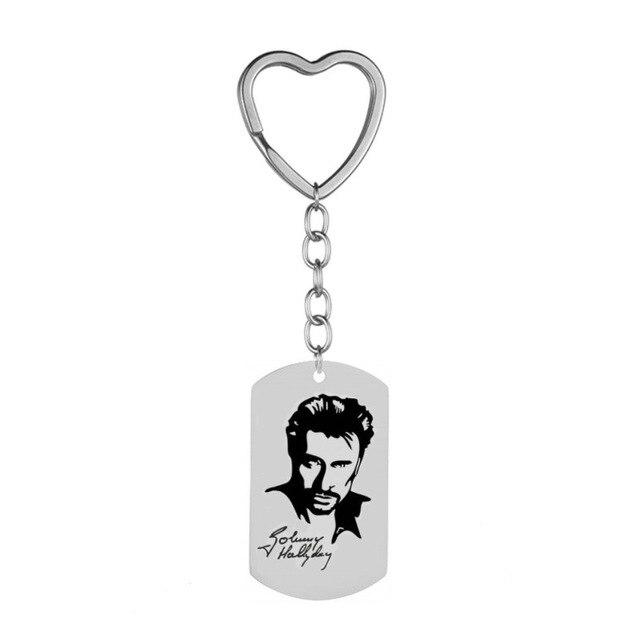 Porte-clés cœur Johnny Hallyday avec chaîne, 13 modèles – Image 4