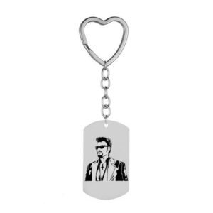 Porte-clés cœur Johnny Hallyday avec chaîne, 13 modèles