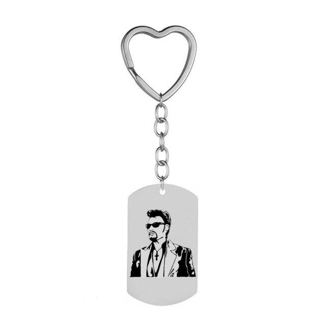 Porte-clés cœur Johnny Hallyday avec chaîne, 13 modèles