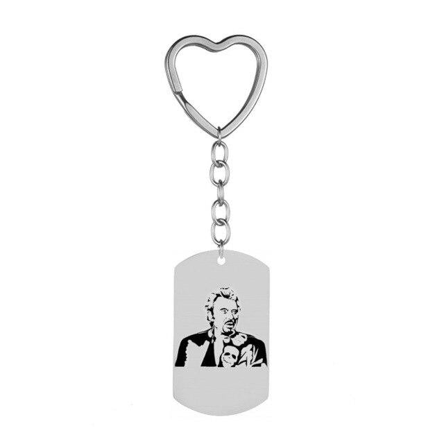Porte-clés cœur Johnny Hallyday avec chaîne, 13 modèles – Image 3