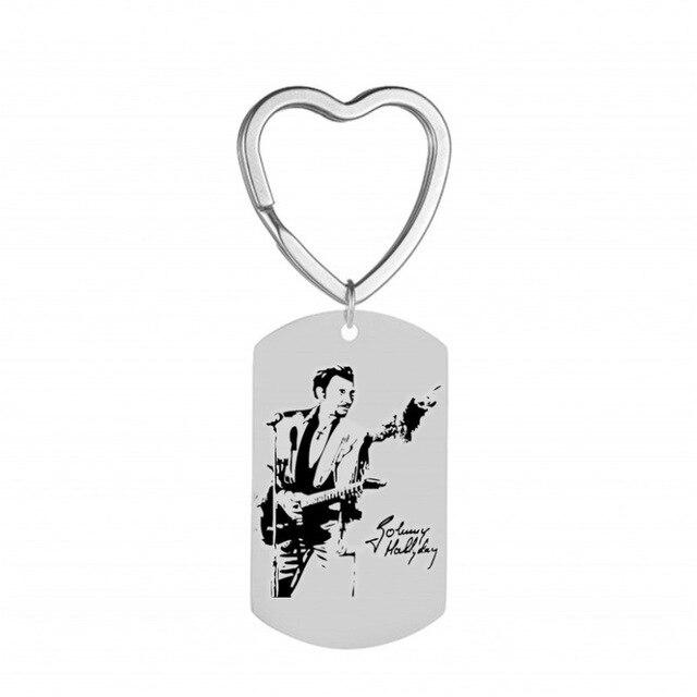 Porte-clés cœur Johnny Hallyday, plaque en 13 modèles