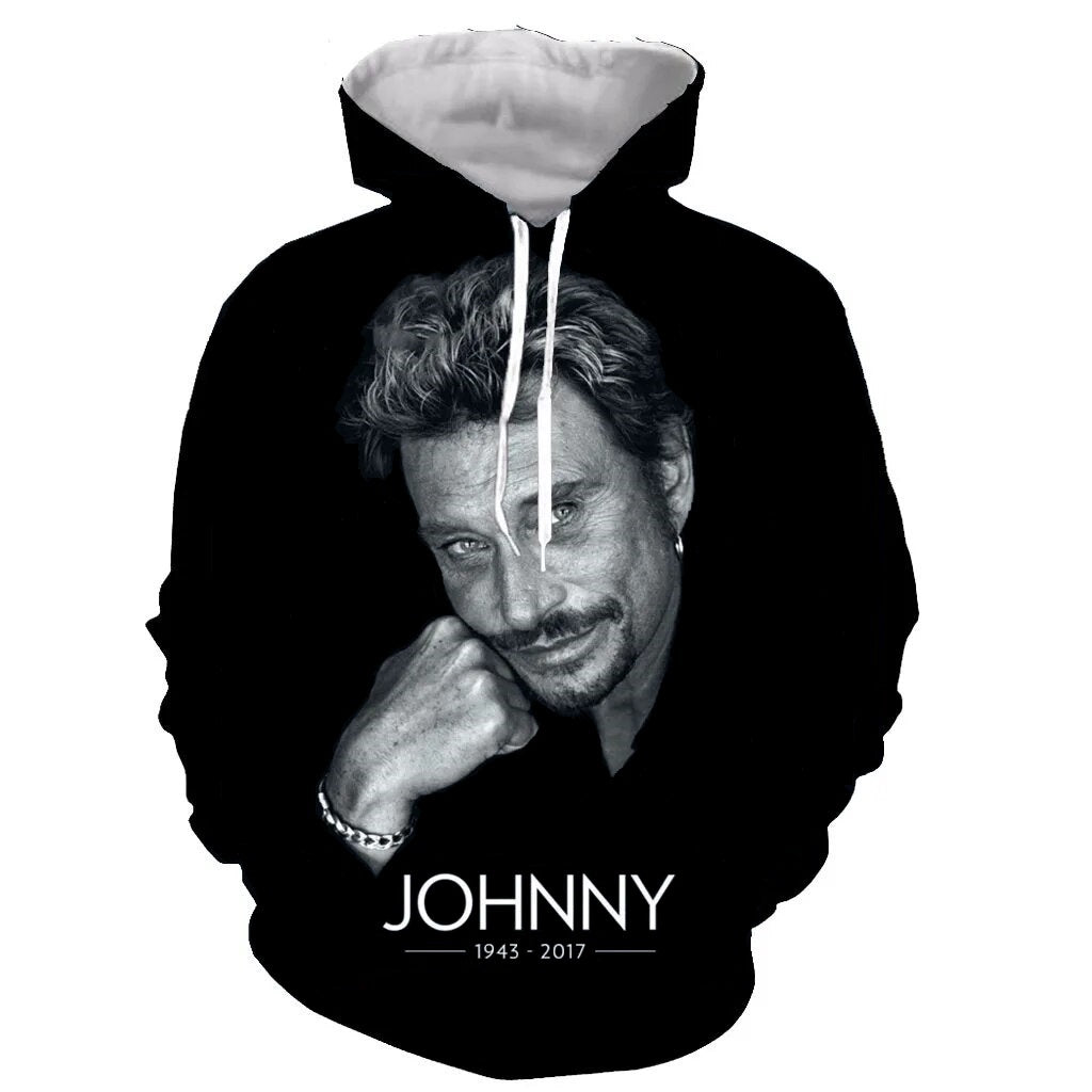Sweat-shirt à capuche Johnny Hallyday 1943-2017, du S au 6XL