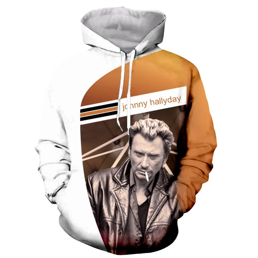 Sweat-shirt à capuche Johnny Hallyday #12, tailles S à 5XL