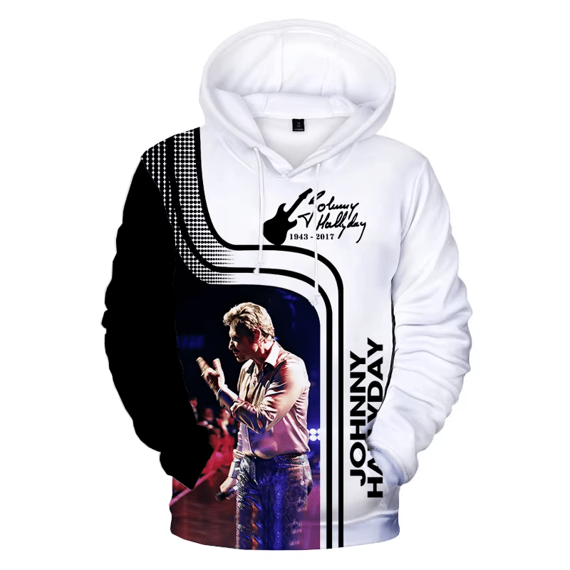 Sweat à capuche Johnny Hallyday #21, tailles S à 5XL