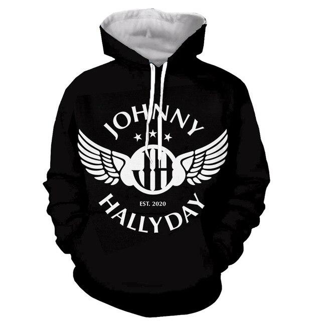 Sweat à capuche Johnny Hallyday Imprimé #1, tailles S à 6XL