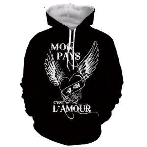Johnny Hallyday Mon pays c'est l'amour, sweat à capuche