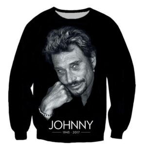 Sweat-shirt Johnny Hallyday avec dates 1943-2017