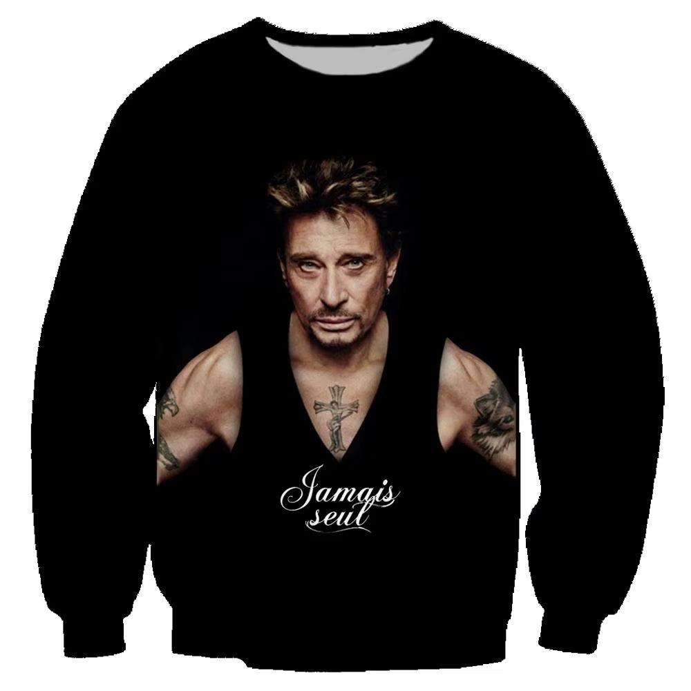 Sweat-shirt Johnny Hallyday Jamais seul, tailles S à 6XL