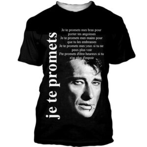 Tee-shirt Johnny Hallyday « Je te promets » en plusieurs tailles