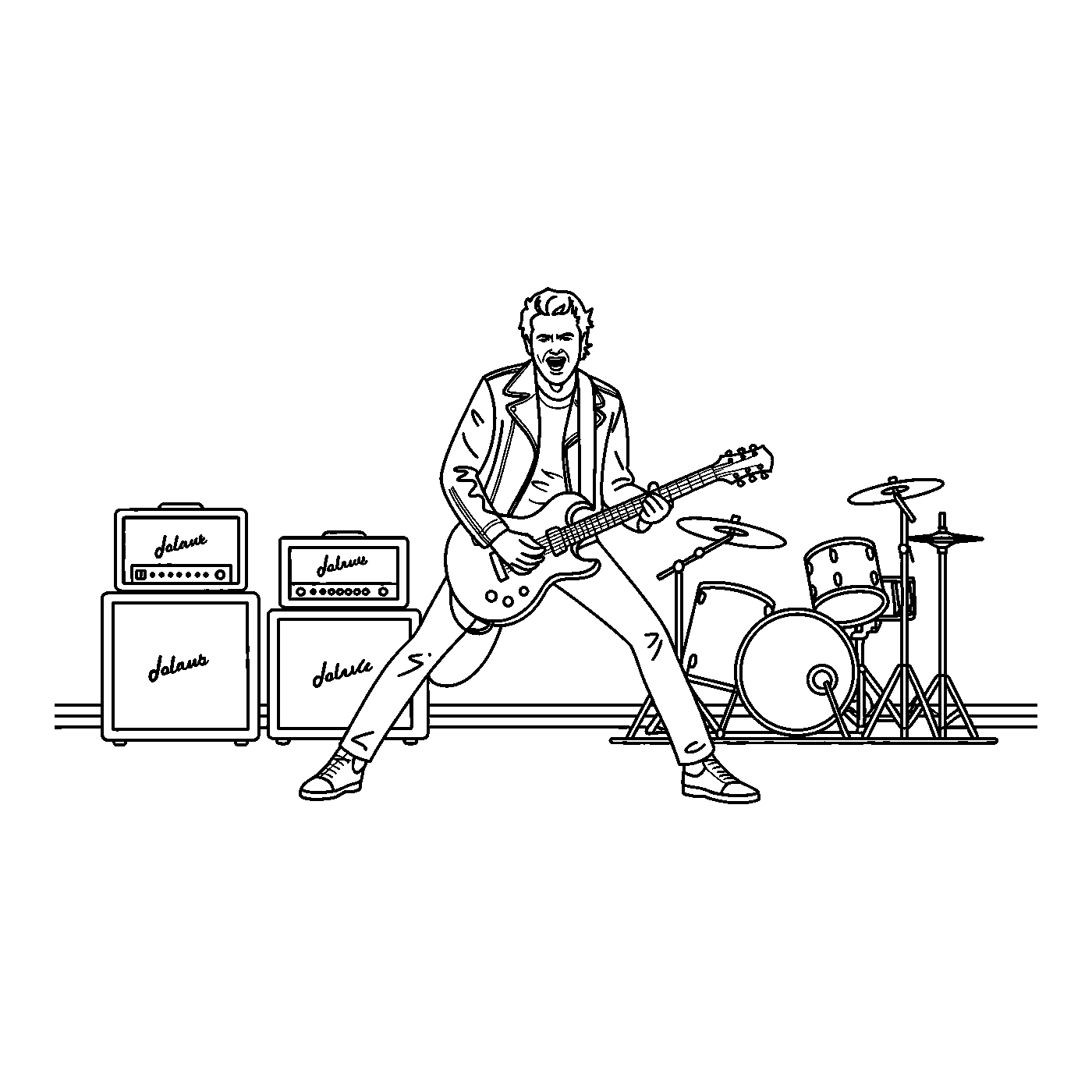 Coloriage Johnny Hallyday gratuit à imprimer - concert avec micro et projecteurs Coloriage Johnny Hallyday gratuit à imprimer : concert avec micro et projecteurs